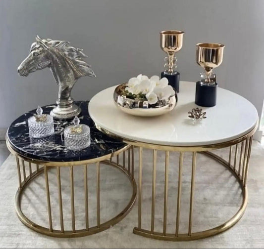 Table set for drawing room  iron Base & Wooden Top 9P-WB
