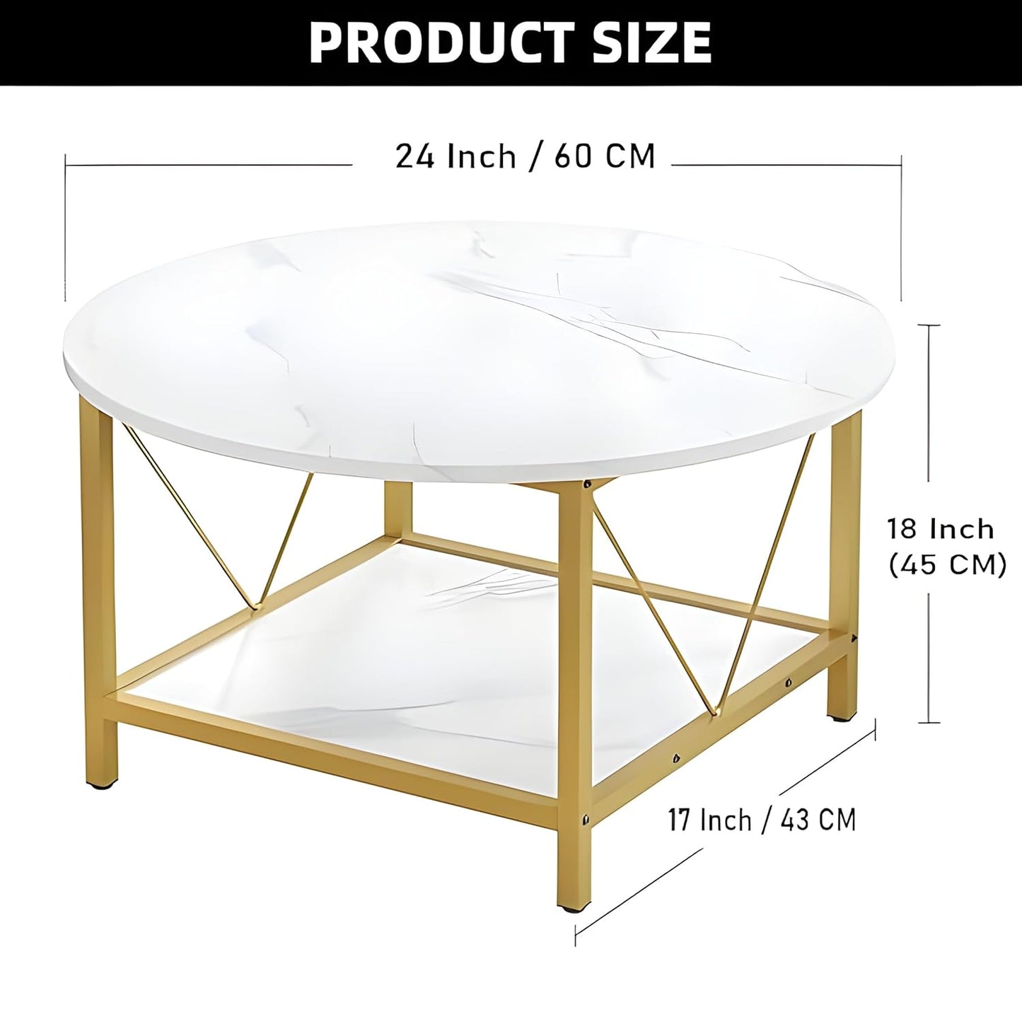 Craftor Luxury Modern Gold Metal Coffee Round Square Center Table