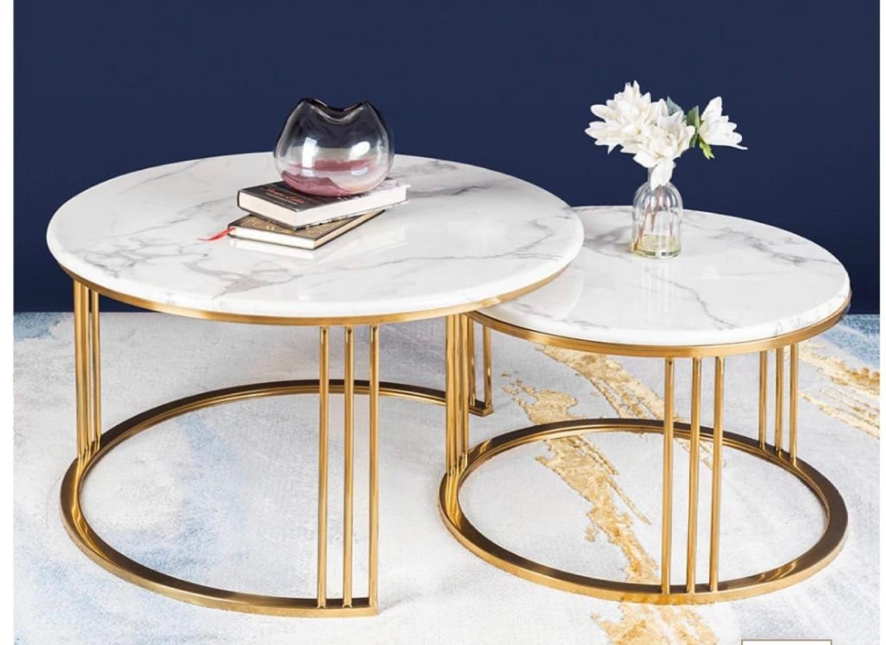 Table set for drawing room iron Base & Wooden Top 2TB-9P