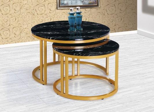 Set of 2 Center table 2P with black top