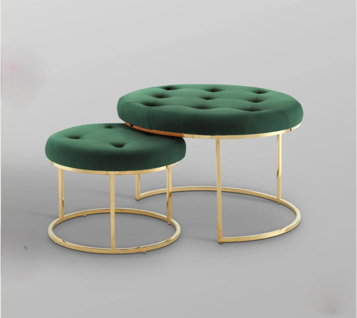 Nesting Ottoman Set with Metal Frame And upper valvet with durable foam
