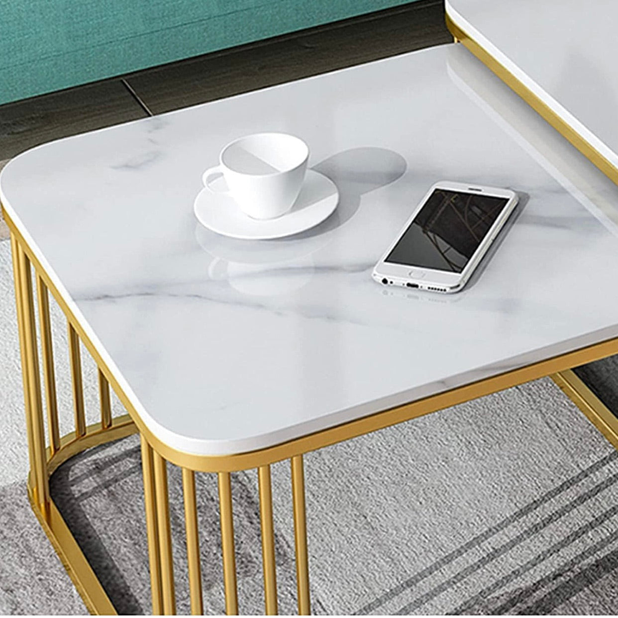 Square Table set for drawing room iron Base & Wooden Top