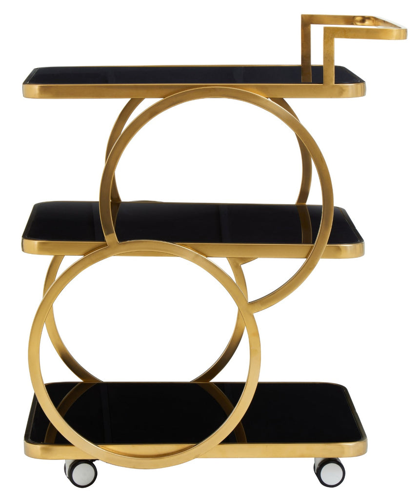 Three-Layer bar Trolley With Handle & wheels Black Top