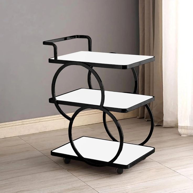 Three-Layer bar Trolley With Handle & wheels White Top