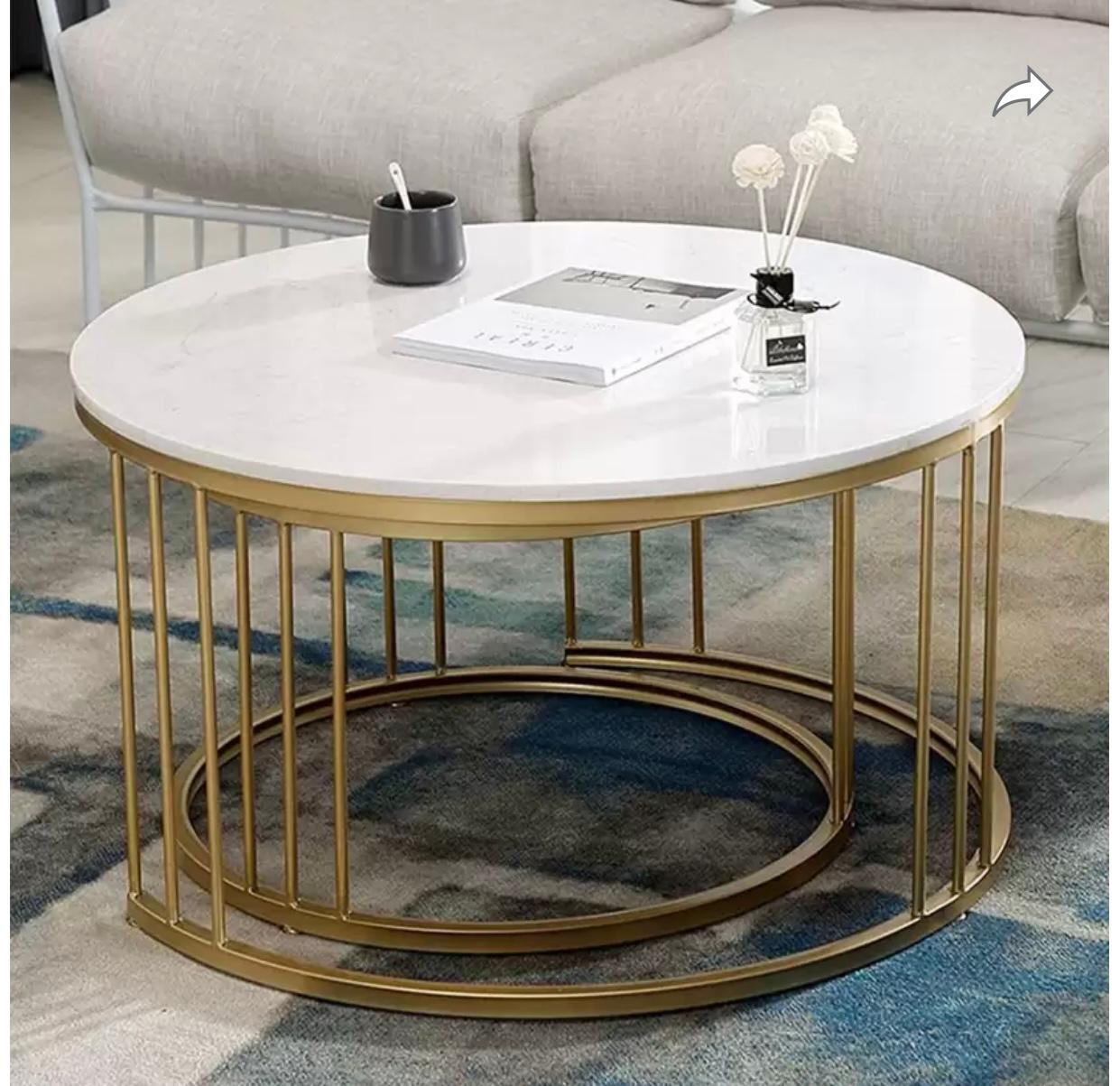 Table set for drawing room iron Base & Wooden Top 2TB-9P