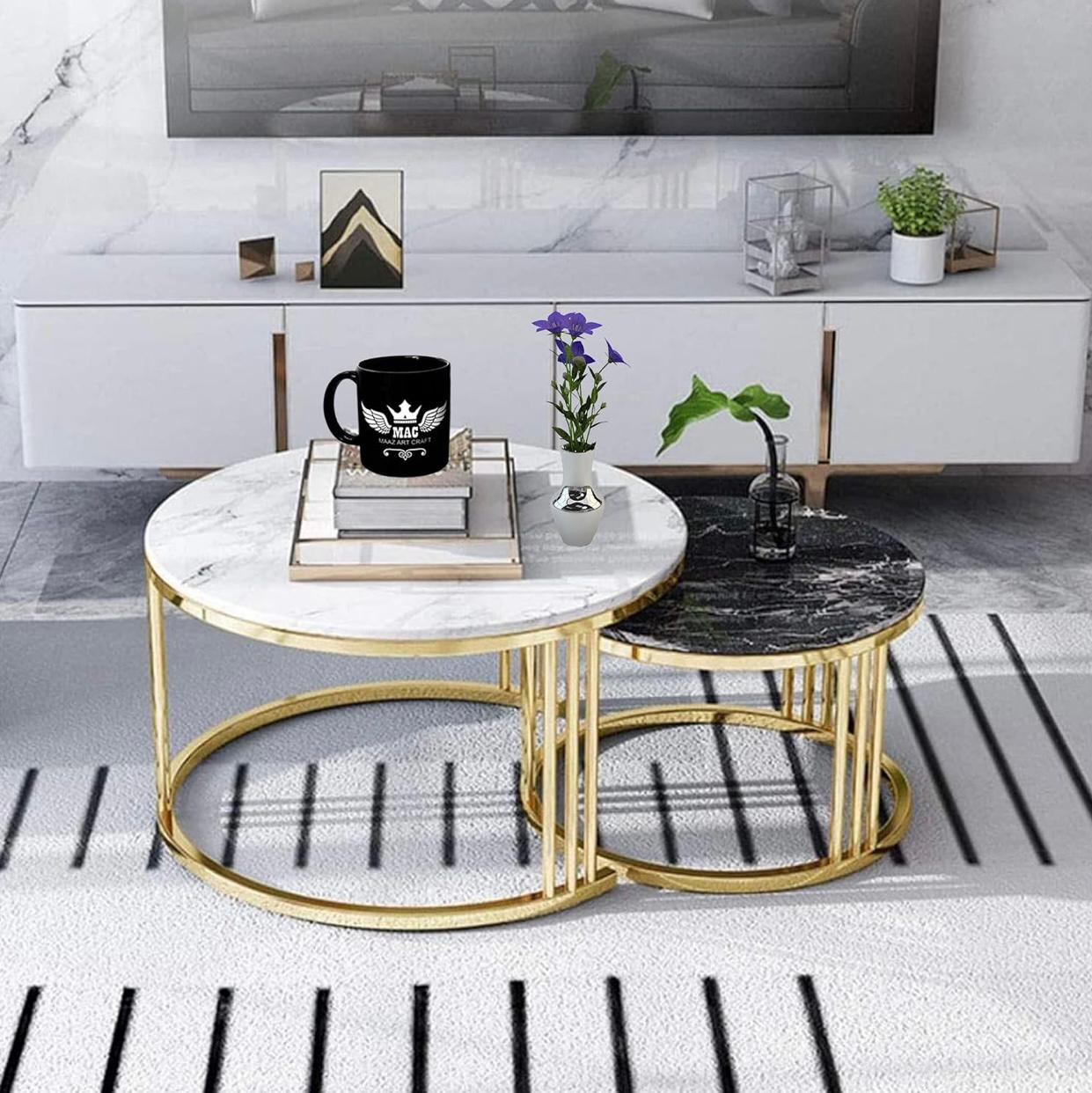 Table set for drawing room  iron Base & Wooden Top 9P-WB