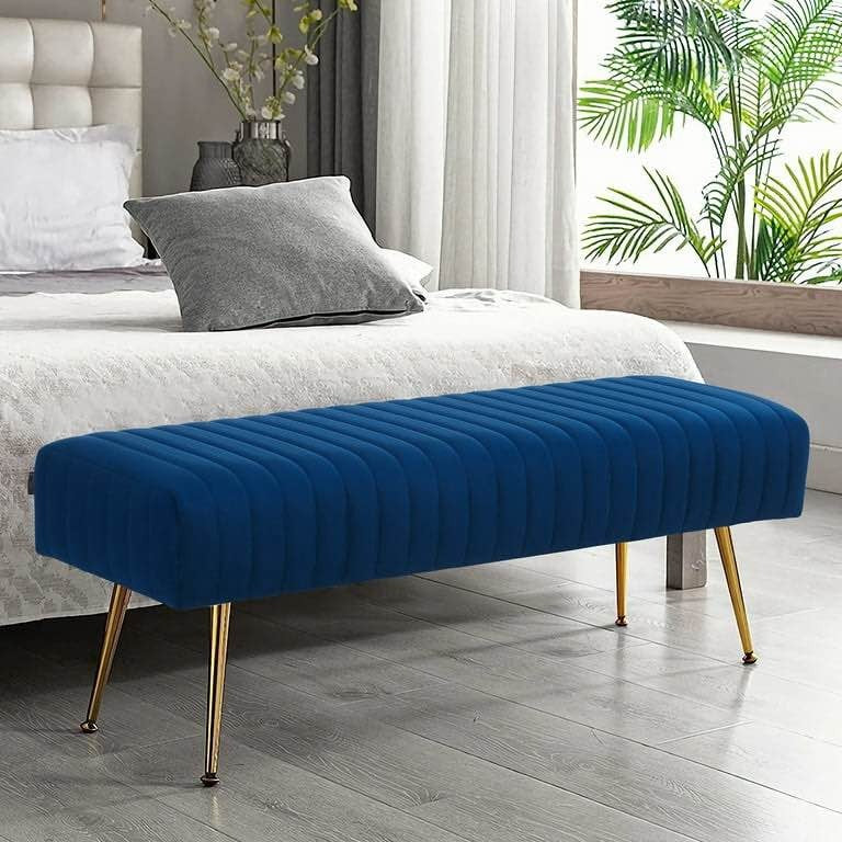 Luxury Wooden stool 3 Seater With Golden Legs