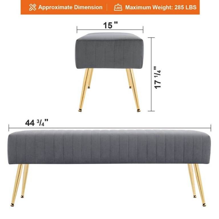 Luxury Wooden stool 3 Seater With Golden Legs