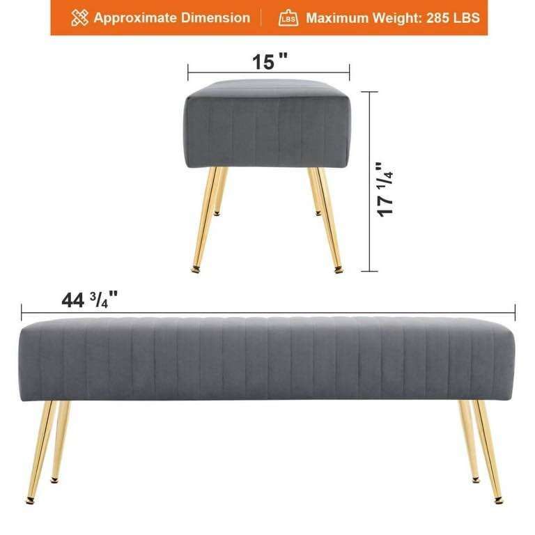 Luxury Wooden stool 3 Seater With Golden Legs Home Virsa