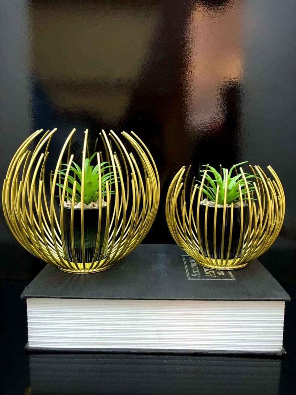 Metallic Golden Globe Planter