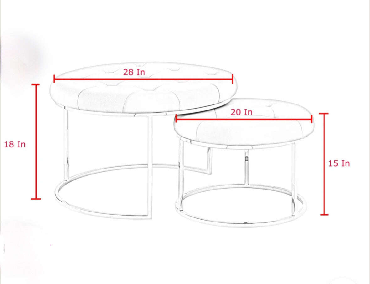 Nesting Ottoman Set with Metal Frame And upper valvet with durable foam Home Virsa