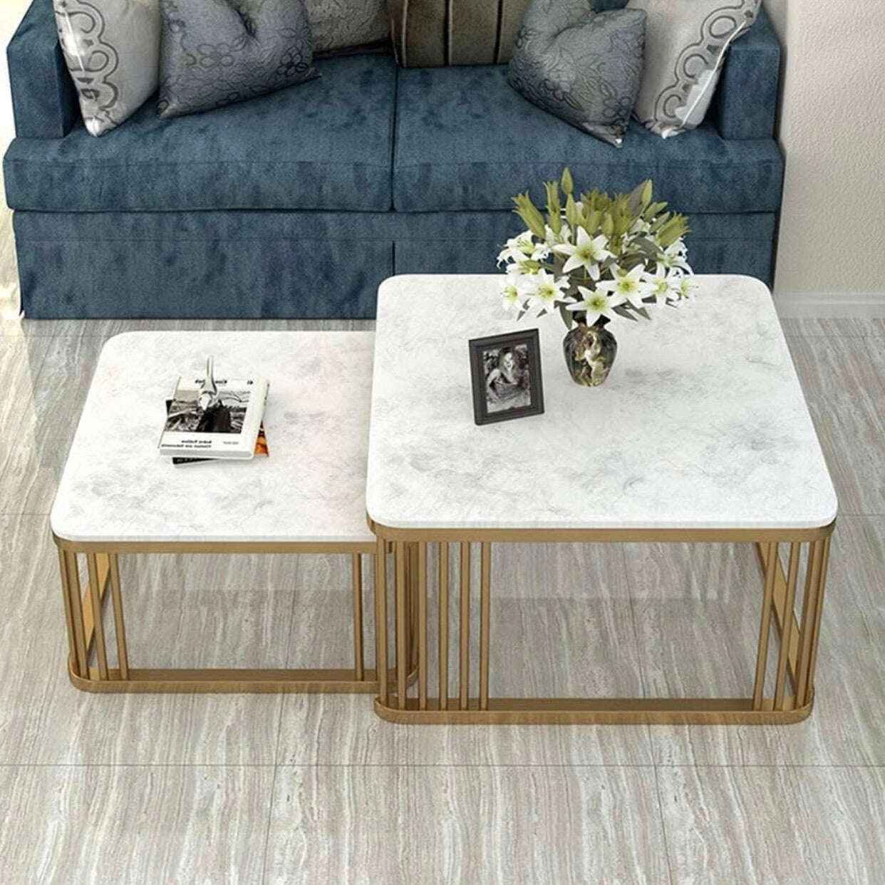 Square Table set for drawing room iron Base & Wooden Top (Copy)