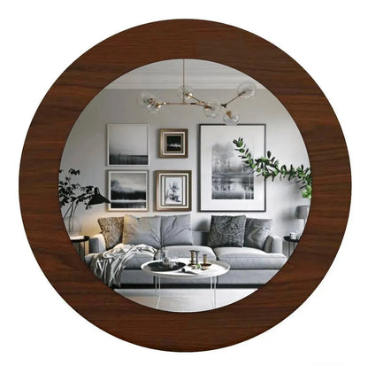 Decorative Round Wooden Wall Mirror