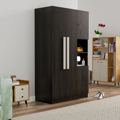 Wardrobe Multi Utility Wooden Almirah with Organiser and Lock