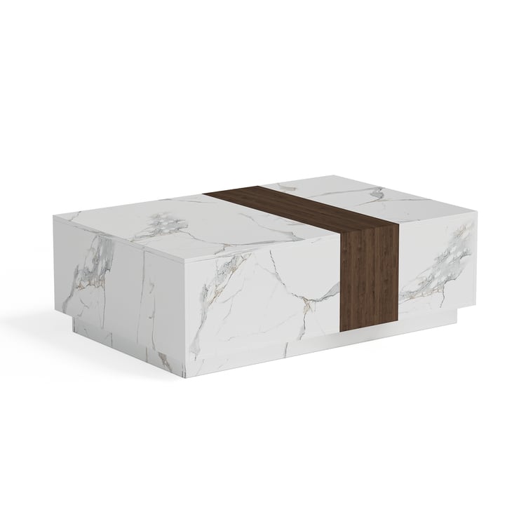 Walnut and Marble Modern Coffee Table