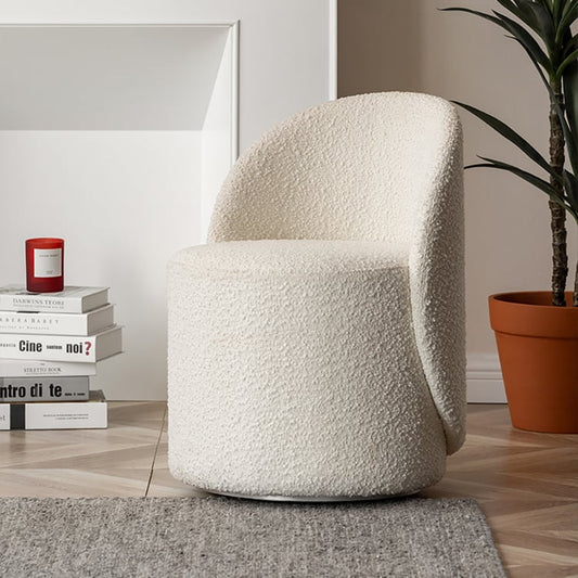 Scandinavian-style Bouclé Upholstered Stool