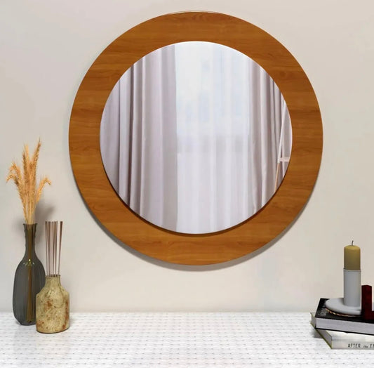 Decorative Round Wooden Wall Mirror