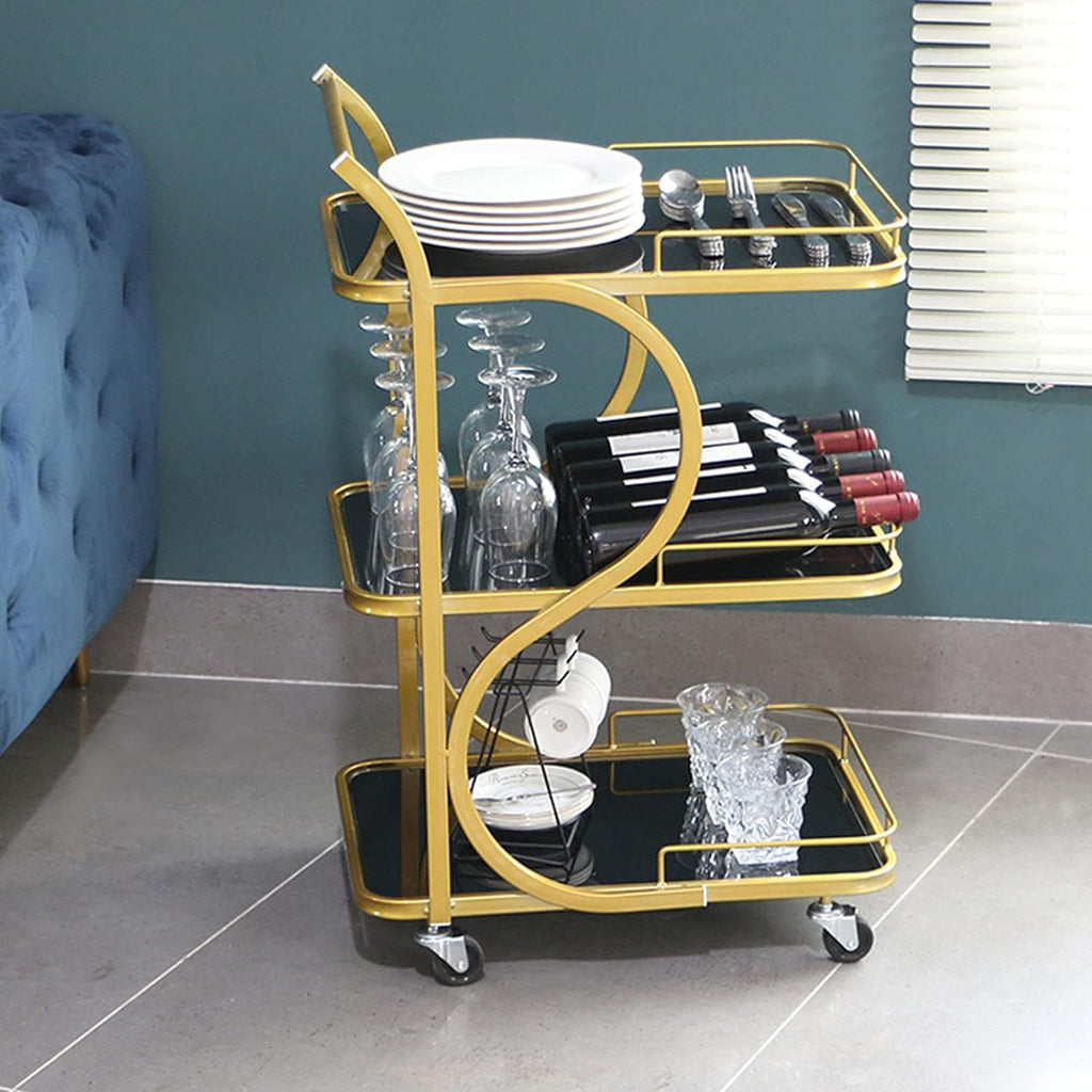 Three-Layer bar Trolley With Handle & wheels