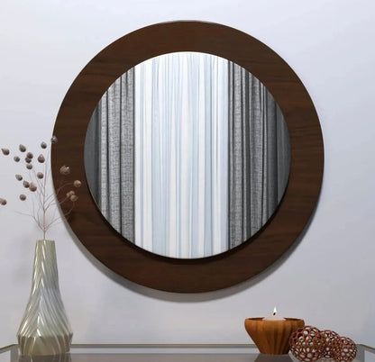 Decorative Round Wooden Wall Mirror