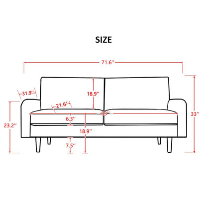 Alliviah 71.6" Velvet Round Arm Sofa