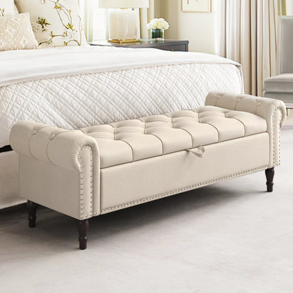 Luxurious 3-Seater Wooden Storage Bench | Daw-Style Stool