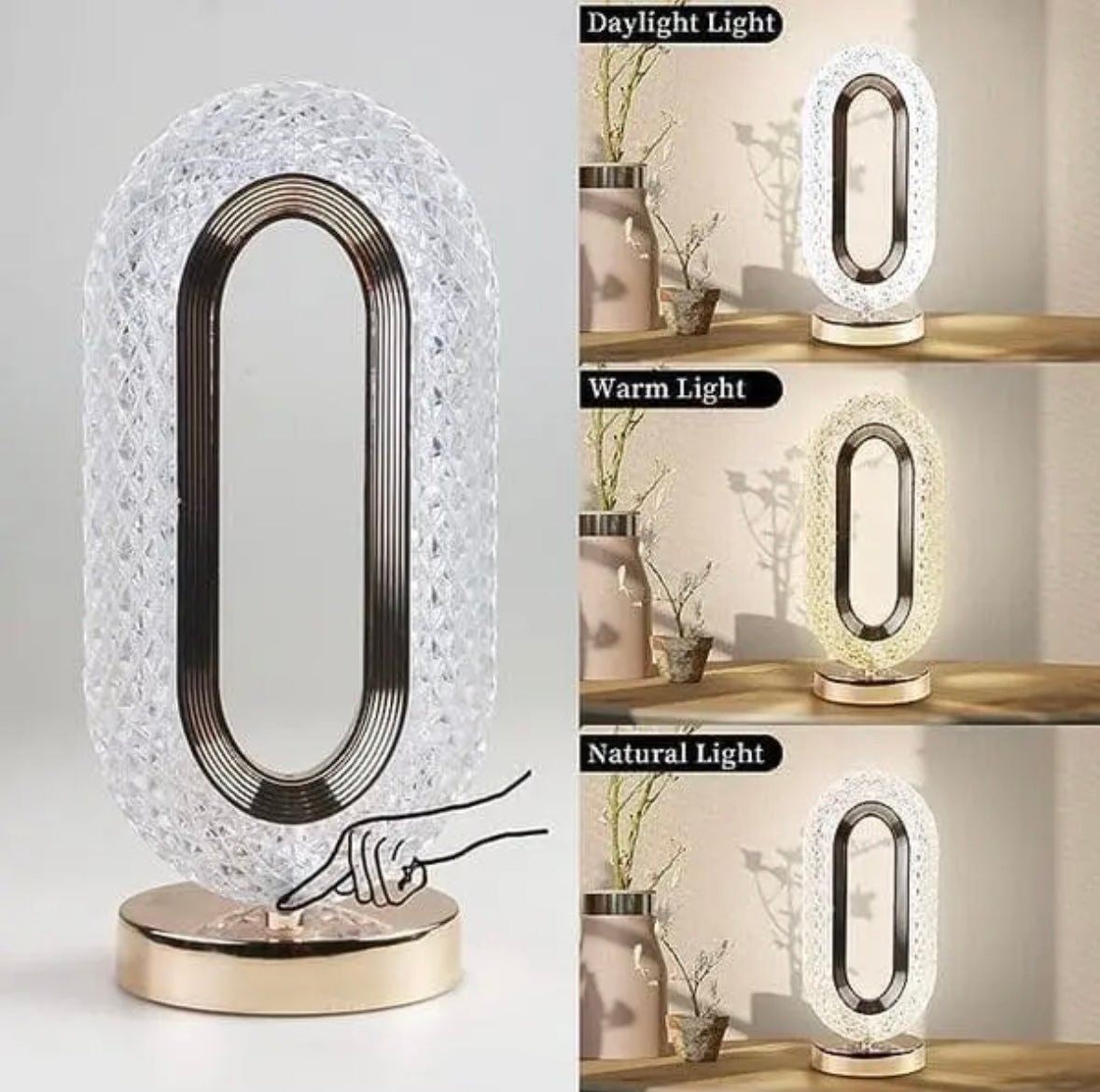 LED Oval Shaped Crystal Decorative Light Lamp