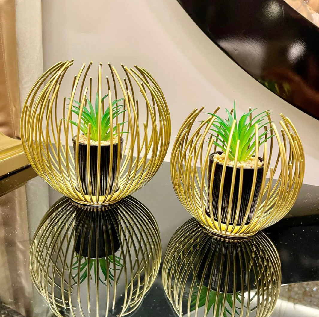 Metallic Golden Globe Planter