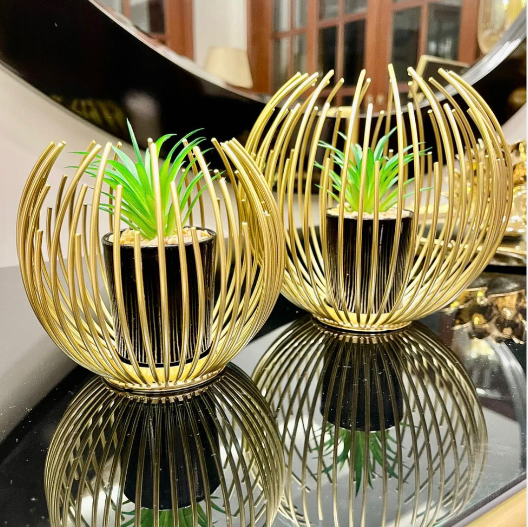 Metallic Golden Globe Planter