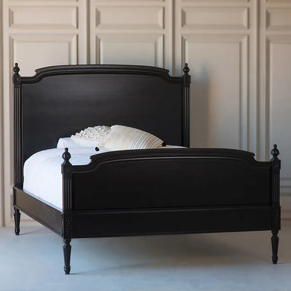 Solid wood bed black double bed antique carved villa wedding bed
