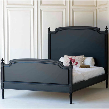 Solid wood bed black double bed antique carved villa wedding bed