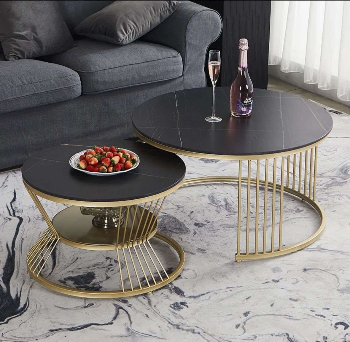 Modern  Center Table Set for Living Room White Top