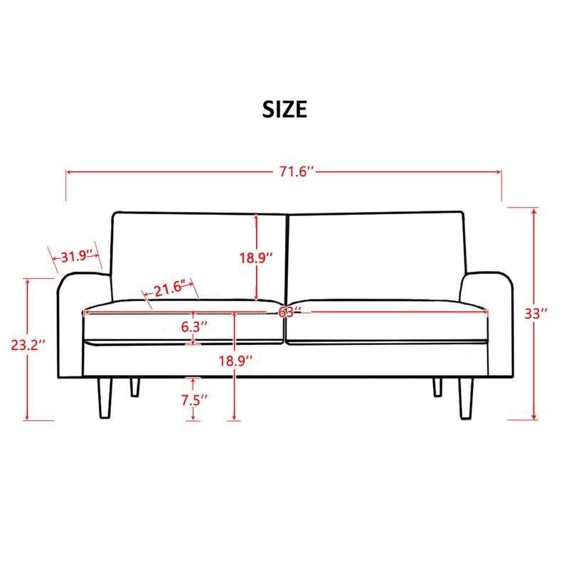 Alliviah 71.6" Velvet Round Arm Sofa Home Virsa