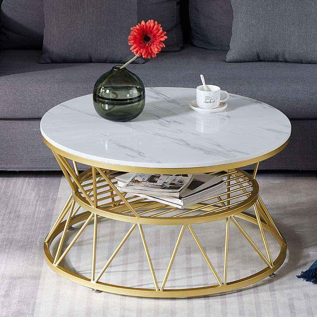 Anamino Modern Round Metal Coffee Living Lounge Center Table