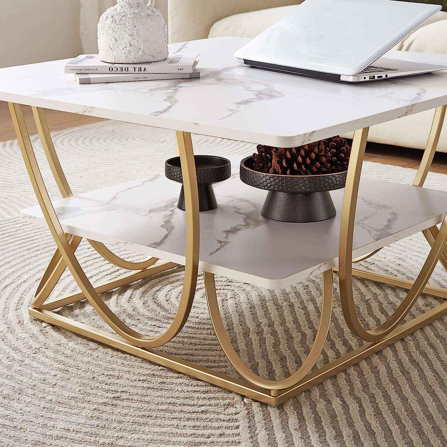 Andi Gold Metal Coffee Modern Living Lounge Center Table