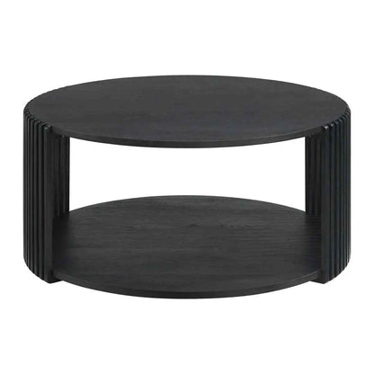 Estie Round Wood Slatted Living Lounge Center Coffee Table