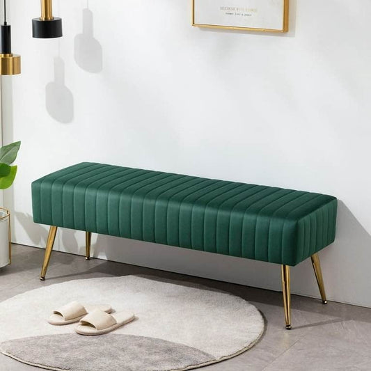 Luxury Wooden stool 3 Seater With Golden Legs