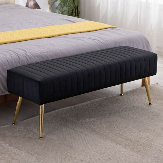 Luxury Wooden stool 3 Seater With Golden Legs