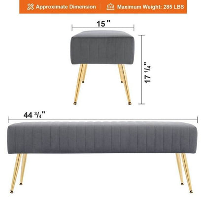 Luxury Wooden stool 3 Seater With Golden Legs
