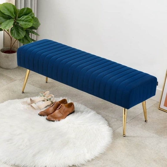 Luxury Wooden stool 3 Seater With Golden Legs