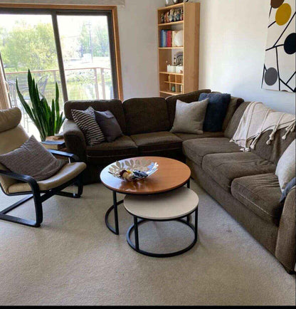 Luxury Center 2 Table  Set Brown - White Black Frame