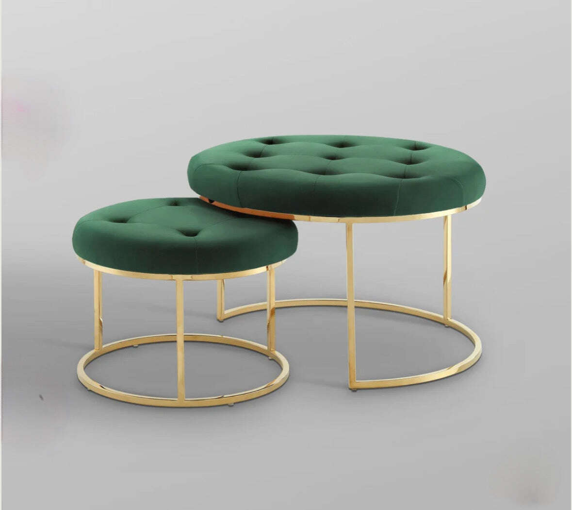 Nesting Ottoman Set with Metal Frame And upper valvet with durable foam Home Virsa