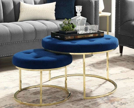 Nesting Ottoman Set with Metal Frame And upper valvet with durable foam Home Virsa