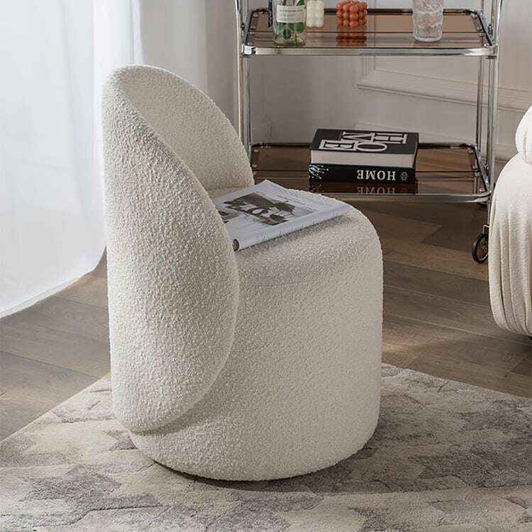 Scandinavian-style Bouclé Upholstered Stool