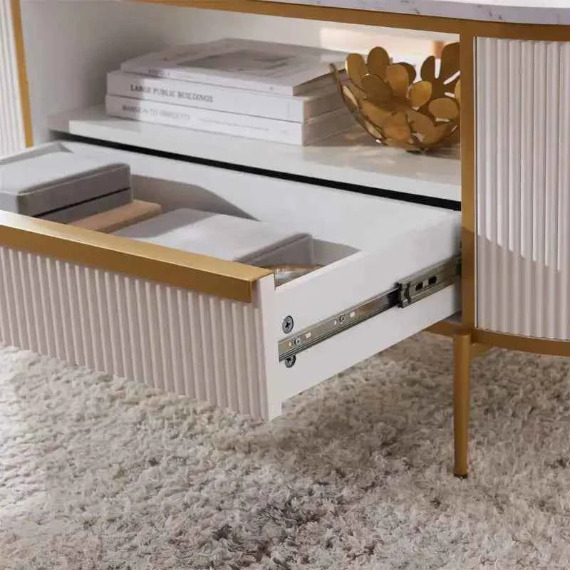 Seellen Oval Fluted Living Lounge Drawing Room Center Coffee Table