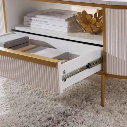 Seellen Oval Fluted Living Lounge Drawing Room Center Coffee Table