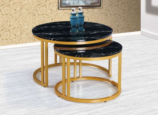 Set of 2 Center table 2P with black top Home Virsa