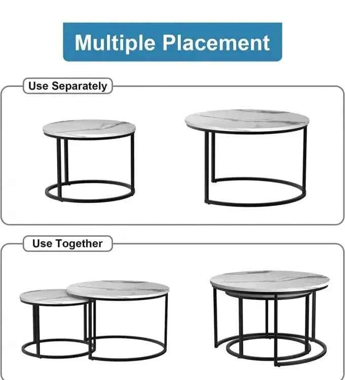 Table set for drawing room  iron Base & Wooden Top 2tb-1-w-bf