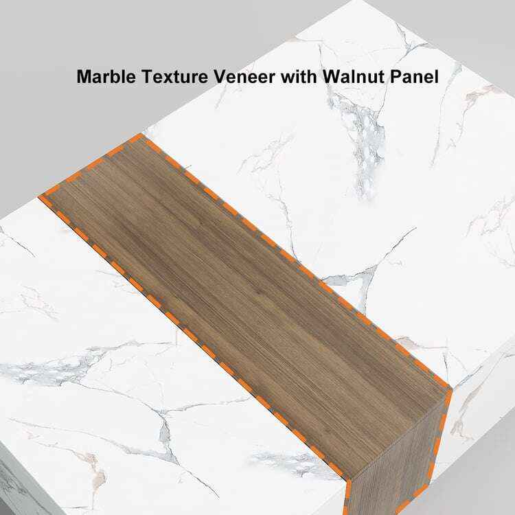 Walnut and Marble Modern Coffee Table