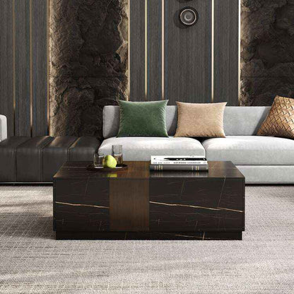 Walnut and Marble Modern Coffee Table