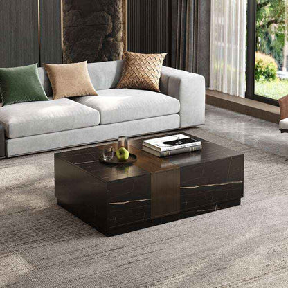 Walnut and Marble Modern Coffee Table